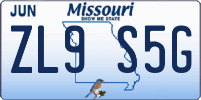 MO license plate ZL9S5G