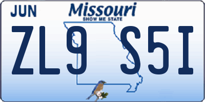 MO license plate ZL9S5I