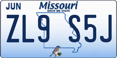MO license plate ZL9S5J