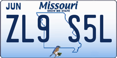 MO license plate ZL9S5L