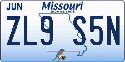 MO license plate ZL9S5N
