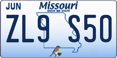MO license plate ZL9S5O