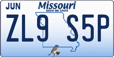MO license plate ZL9S5P