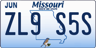 MO license plate ZL9S5S