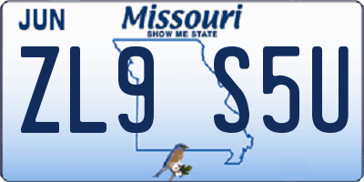 MO license plate ZL9S5U