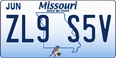 MO license plate ZL9S5V