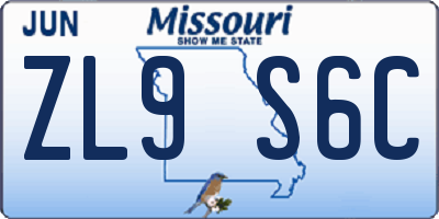 MO license plate ZL9S6C