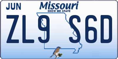 MO license plate ZL9S6D
