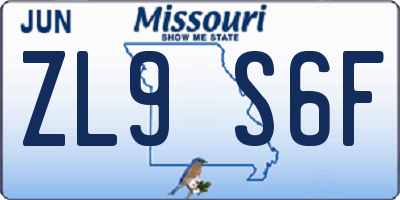 MO license plate ZL9S6F