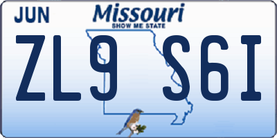 MO license plate ZL9S6I