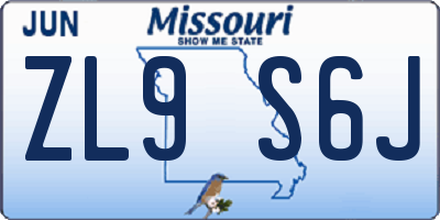 MO license plate ZL9S6J