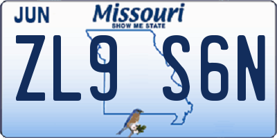 MO license plate ZL9S6N