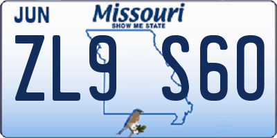 MO license plate ZL9S6O