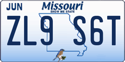 MO license plate ZL9S6T