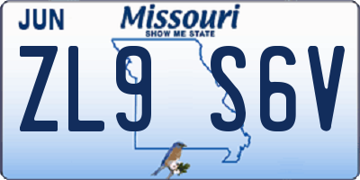 MO license plate ZL9S6V