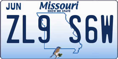 MO license plate ZL9S6W