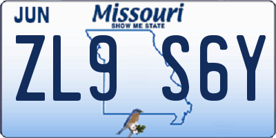 MO license plate ZL9S6Y