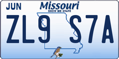 MO license plate ZL9S7A