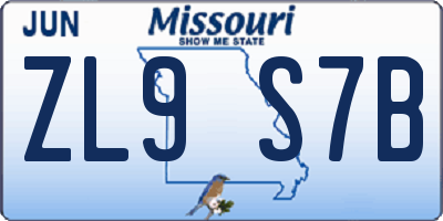 MO license plate ZL9S7B