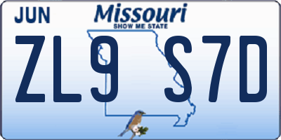 MO license plate ZL9S7D
