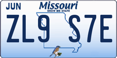 MO license plate ZL9S7E