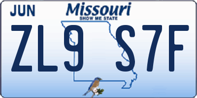 MO license plate ZL9S7F
