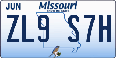 MO license plate ZL9S7H