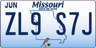 MO license plate ZL9S7J