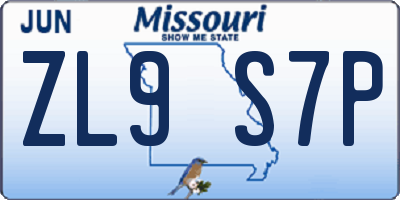 MO license plate ZL9S7P
