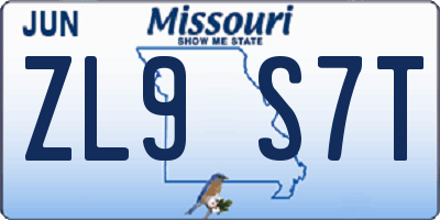 MO license plate ZL9S7T
