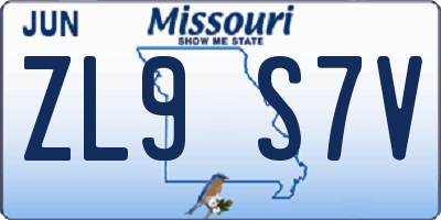 MO license plate ZL9S7V