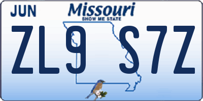 MO license plate ZL9S7Z