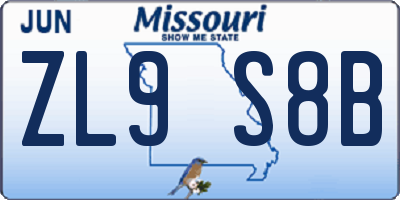 MO license plate ZL9S8B