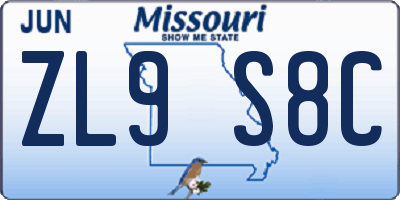 MO license plate ZL9S8C