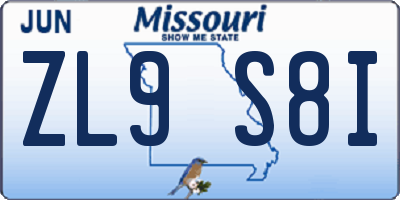 MO license plate ZL9S8I