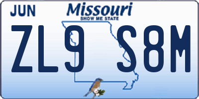 MO license plate ZL9S8M