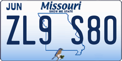 MO license plate ZL9S8O