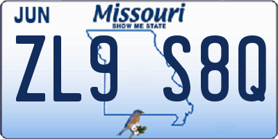 MO license plate ZL9S8Q