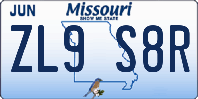 MO license plate ZL9S8R