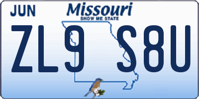 MO license plate ZL9S8U