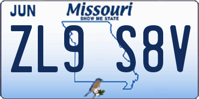 MO license plate ZL9S8V