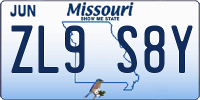 MO license plate ZL9S8Y