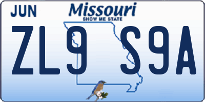 MO license plate ZL9S9A