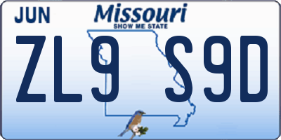 MO license plate ZL9S9D