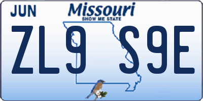 MO license plate ZL9S9E