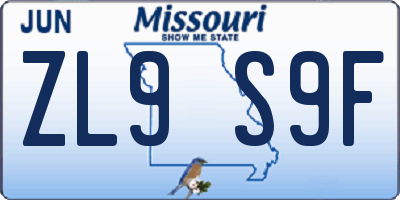 MO license plate ZL9S9F
