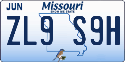 MO license plate ZL9S9H