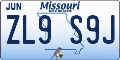 MO license plate ZL9S9J