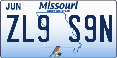 MO license plate ZL9S9N