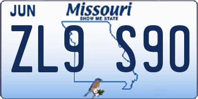 MO license plate ZL9S9O